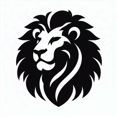 Fototapeta premium Stylized Lion Head Logo in Black and White suitable for marketing material