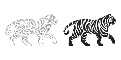 Simple yet powerful tiger silhouette in modern vector design – perfect for wildlife branding – tiger icon – tiger illustration – tiger lineart

