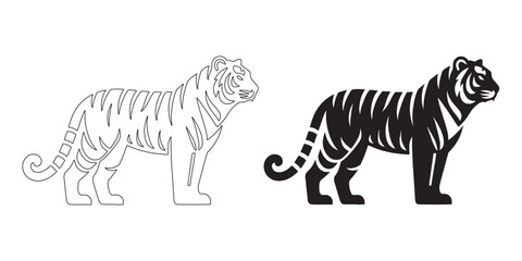 Bold tiger silhouette in minimalist vector format – ideal for nature and digital branding projects – tiger icon – tiger illustration – tiger lineart

