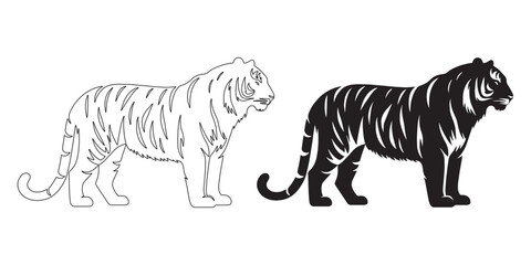Wild tiger silhouette designed in clean, modern vector style – perfect for outdoor branding – tiger icon – tiger illustration – tiger lineart

