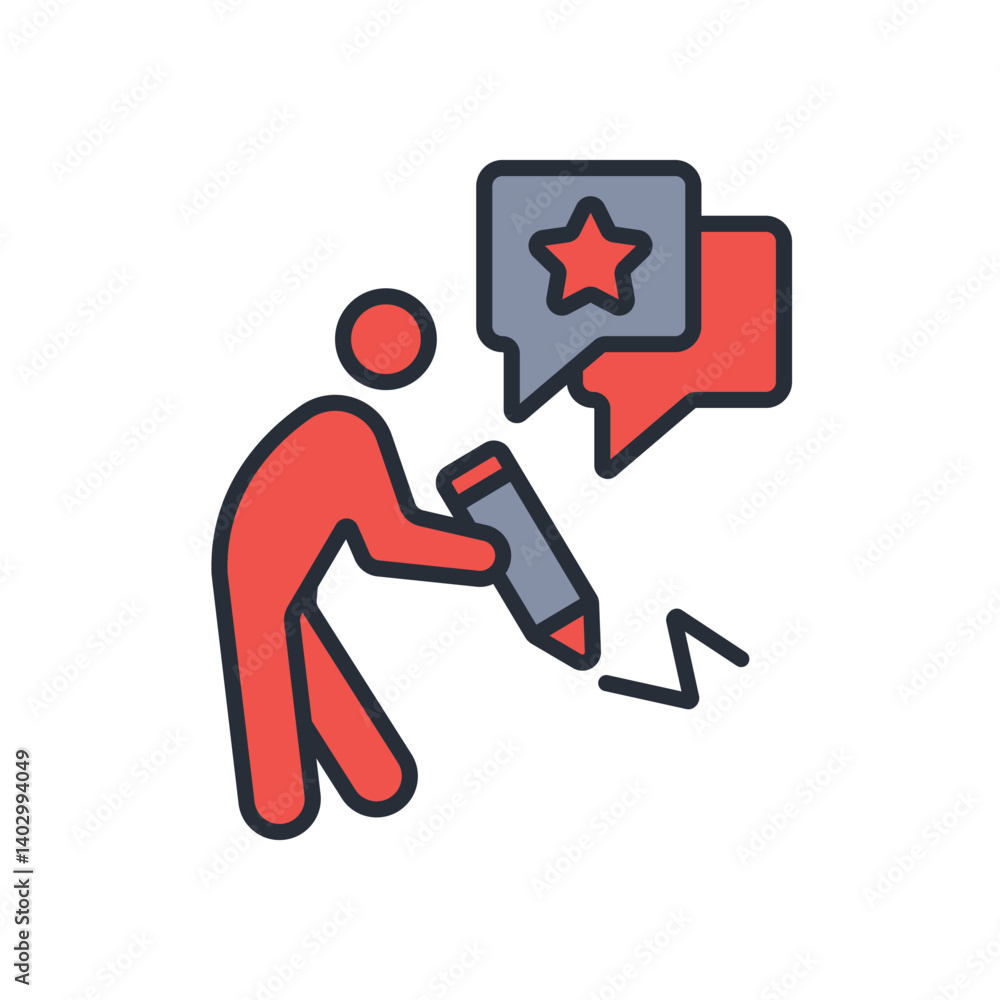 Poster creative writing icon. vector.editable stroke.linear style sign for use web design,logo.symbol illus