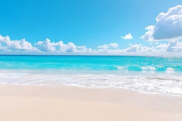 Fototapeta premium Tropical Beach with Azure Ocean, and Sunny Sky.