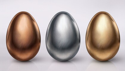 gold silver eggs on white