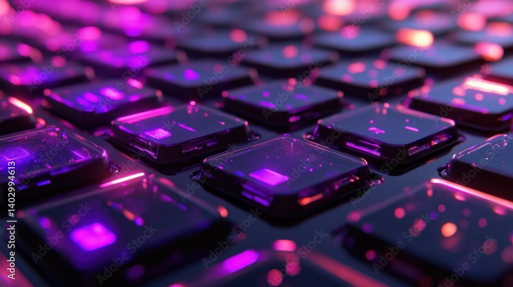 Aufkleber illuminated grid of square lights arranged in a close up perspective