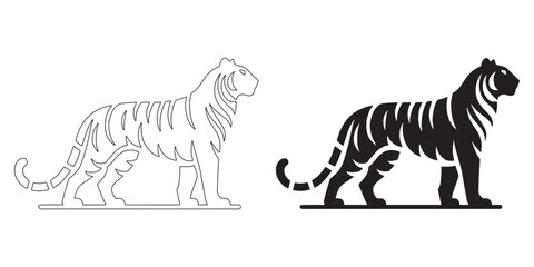 Creative tiger silhouette in sleek vector style – perfect for wildlife-themed logos and branding – tiger icon – tiger illustration – tiger lineart

