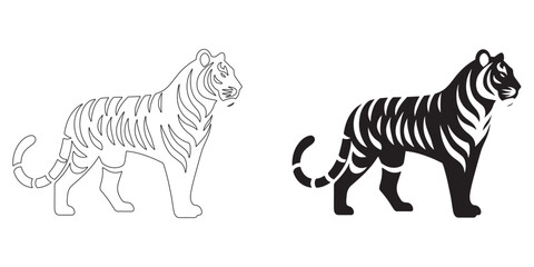 Sleek tiger silhouette in modern vector style – perfect for logos and digital branding – tiger icon – tiger illustration – tiger lineart

