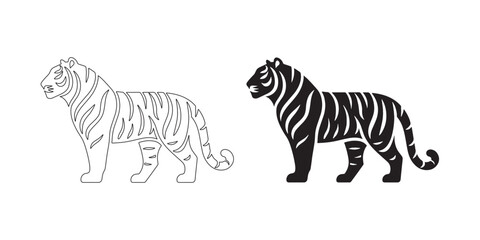 Simple tiger silhouette with smooth vector detailing – ideal for logos and creative use – tiger icon – tiger illustration – tiger lineart

