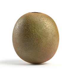Fototapeta premium A ripe juicy kiwi with fuzzy skin and vibrant green flesh, isolated white background, hyperrealism art style