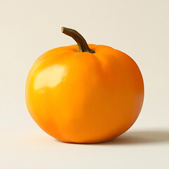 A ripe orange pumpkin with smooth skin and vibrant color, isolated white background, hyperrealism art style