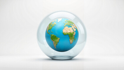 Fototapeta premium Globe inside glass sphere on white background