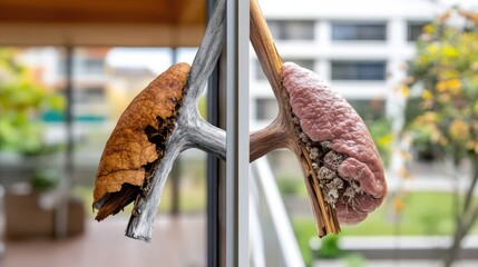 Visual comparison of healthy and diseased lungs, illustrating respiratory health