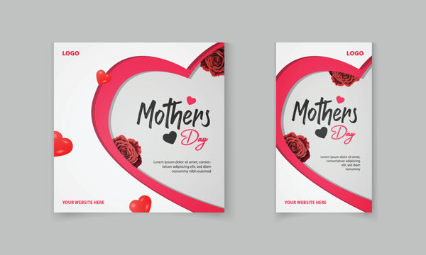 Mother's Day social media post template designer, greeting, invitation card for online promotion 