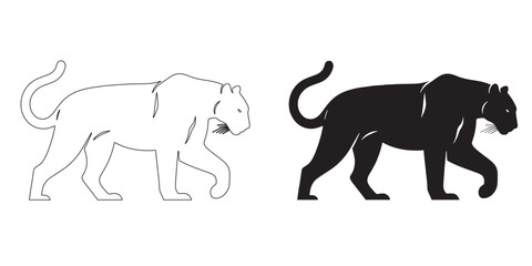 Creative panther silhouette in sleek vector style – perfect for wildlife-themed logos and branding – panther icon – panther illustration – panther lineart

