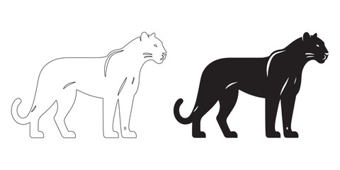Bold and striking panther silhouette with professional vector lines – ideal for nature projects – panther icon – panther illustration – panther lineart

