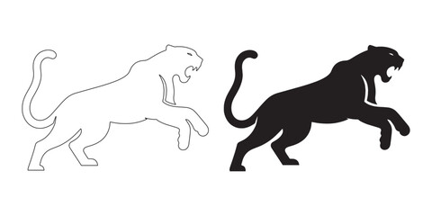 Timeless panther silhouette with smooth, flowing vector lines – perfect for outdoor-themed projects – panther icon – panther illustration – panther lineart

