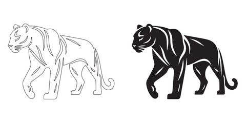 Minimalist panther silhouette designed with sleek vector lines – perfect for modern branding – panther icon – panther illustration – panther lineart

