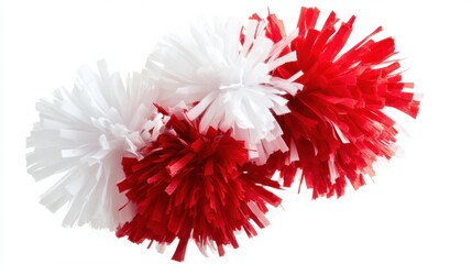 Red and white pompoms creating festive atmosphere for sporting event