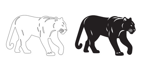 Powerful panther silhouette in clean vector style – ideal for digital artwork and branding – panther vector – panther illustration – panther lineart

