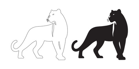 Artistic panther silhouette with bold vector detailing – perfect for wildlife and nature designs – panther icon – panther illustration – panther lineart

