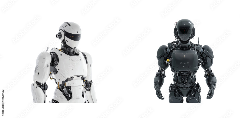 Aufkleber advanced robotics: human-like robots 3d illustration
