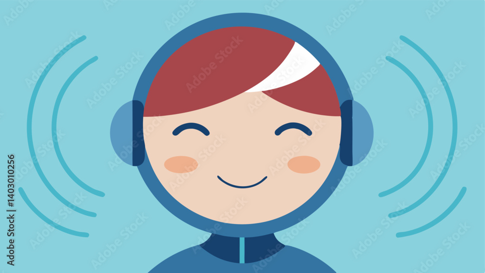 Poster user experience a closeup of a users face with their eyes closed and a gentle smile accompanied by v