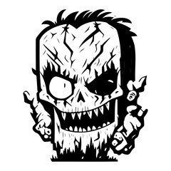Stylized Monochrome Ghoul Character Illustration