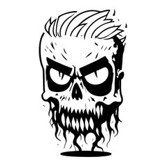 Stylized Creepy Skull with Hairstyle Vector Art