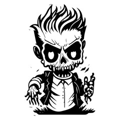 Spooky Little Zombie Boy Character Illustration