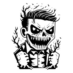 Stylized Zombie Businessman Portrait Illustration