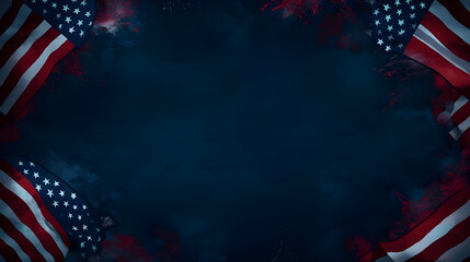 American Flag Border on Navy Blue Background for Patriotic Designs and Celebrations