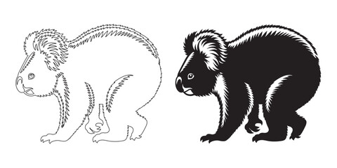 Wildlife-inspired koala silhouette in clean vector style – excellent for nature logos and web use – koala icon – koala illustration – koala lineart

