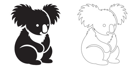 Elegant koala silhouette in vector art form – ideal for wildlife art and creative branding – koala icon – koala illustration – koala lineart   © Naseem