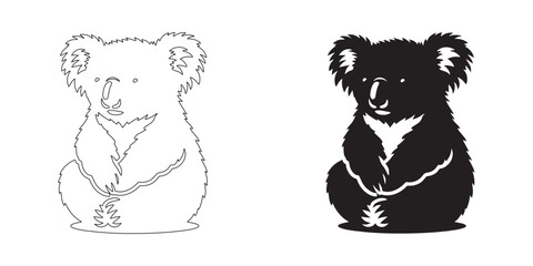 Koala vector silhouette in smooth line art – perfect for minimal wildlife compositions and logo design – koala icon – koala illustration – koala lineart


