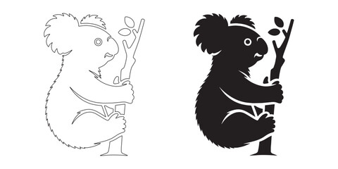 Modern koala silhouette in artistic line format – perfect for branding or animal-themed visuals – koala icon – koala illustration – koala lineart   © Naseem
