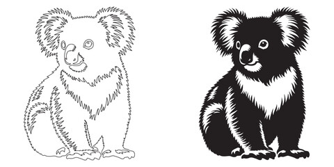 Simple koala silhouette in modern vector format – ideal for branding and nature graphics – koala vector – koala illustration – koala lineart   © Naseem