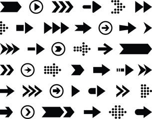 Arrow icon set. Arrow. Cursor. Collection different arrow signs. Black arrows icons. Vector illustration