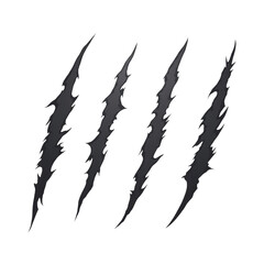 Claw Marks Vector, Monster Scratch, Black Slash - transparent background