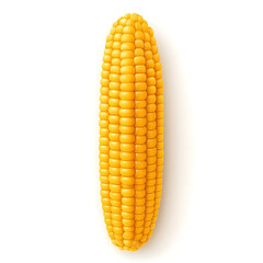 Obraz premium A smooth yellow corn on the cob, isolated white background, hyperrealism art style