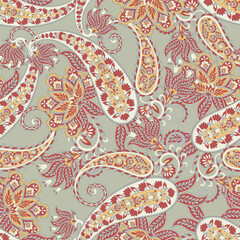 Naklejka premium Trendy ethnic-style vector paisley pattern. Seamless Fashionable vector template for any design projects