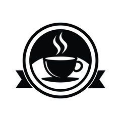 coffee shop logo with cup and steam icon 