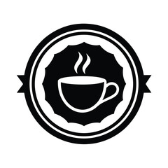 coffee shop logo with cup and steam icon 