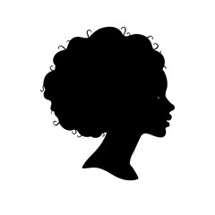 Outline of afro lady on white background