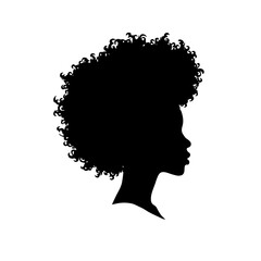 Outline of afro lady on white background