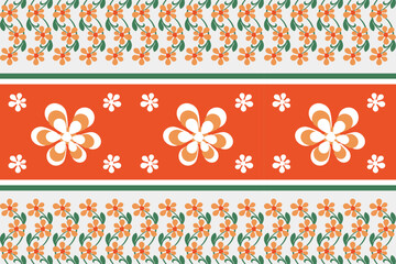 Floral,flowers, seamless, traditional ethnic, thai pattern, fabric pattern for textiles, rugs, wallpaper, clothing, sarong, batik, wrapping, embroidery, print, background, cover, illustration, vector.