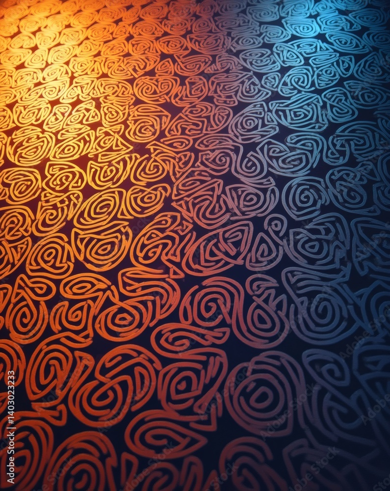 Poster abstract swirling pattern in warm and cool tones