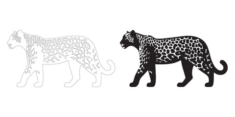 Clean leopard silhouette in geometric vector form – wildlife design ideal for branding – leopard vector – leopard illustration – leopard icon – leopard lineart

