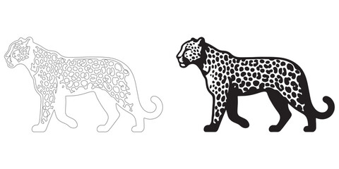 Artistic leopard silhouette in detailed vector design – ideal for bold nature graphics – leopard vector – leopard illustration – leopard icon – leopard line art

