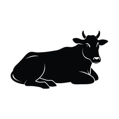 cow lying down vector silhouette