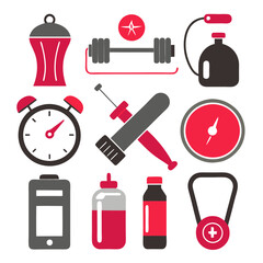 Fitness and wellness elements vector illustration collage style