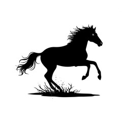 Illustration of racing horse outline on white background